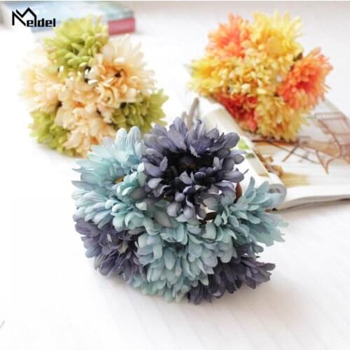 Meldel Wedding Flower Bouquet Gerberas Artificial Silk Daisy Flower Bridesmaid Accessories Marriage Bouquet DIY Home Decorations