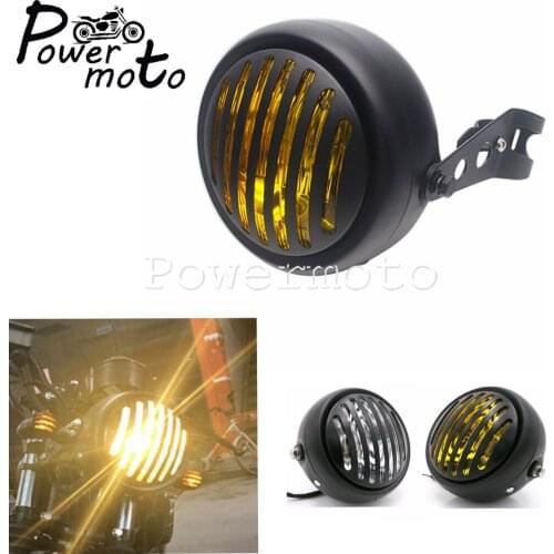 12V Black Metal Retro Motorcycle Head Lamp For Harley Honda Yamaha Suzuki Kawasaki Chopper Cafe Racer Headlight Front Light