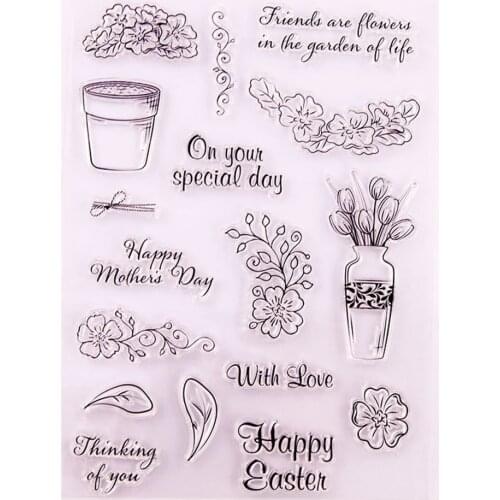 Vase Flower Car Clear Stamp /Seal for DIY Scrapbooking/photo Album Decorative Clear Stamp Sheets