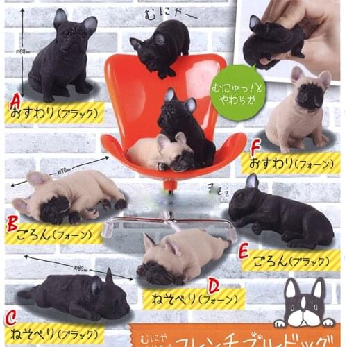 Japanese capsule toy funny cute pet lazy french bulldog sleeping kneeling soft Squeeze gashapon figures collectibles kids toy