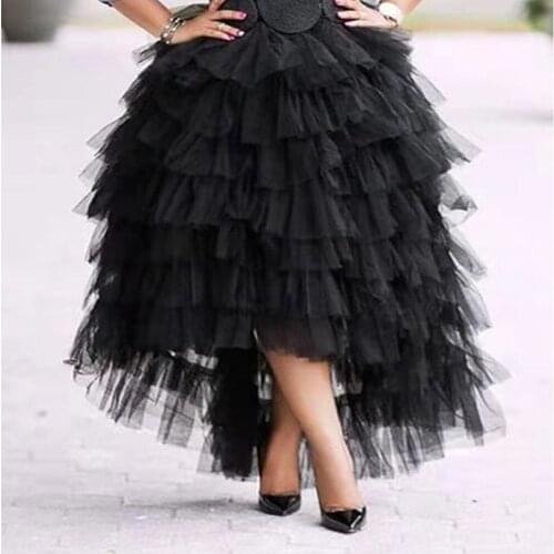 4XL 5XL Plus Size Mesh Skirts High Waisted Asymmetric Floor Length Elegant Evening Night Club Wear Sexy Skirts Hot 2021 Clothes