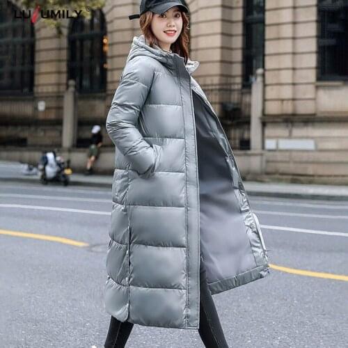 Lusumiy Winter Warm Parkas Long Jacket Women Casual Cotton Padded Snow Outwear Coat Thick Elegant Cotton Jacket Female Down Coat