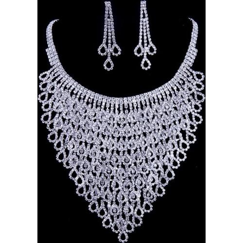2016 Wedding Accessories Set Austrian Crystal Bridal Necklace/Earrings Set Bright color uniformity Jewelry Sets For Women#N148