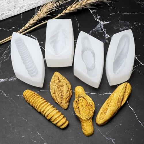 4-piece Simulated Bread Silicone Molds Chocolate Mold Fondant Cake Mold Baking Accessories DIY Aroma Candles Decoration