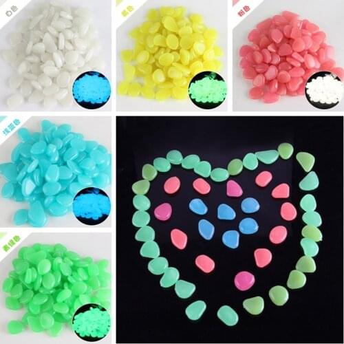 50/100pcs Glow In The Dark Luminous Stone Garden Fish Tank Artificial Stone Luminous Colored Pebble Stone Fluorescent Stone
