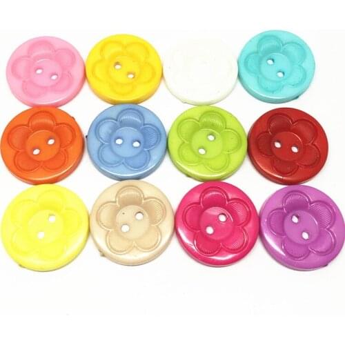 50pcs 25mm Large Mixed Round Flowers Buttons Sewing Accessory DIY 2 Holes Button Scrapbooking Cardmaking Embellishments