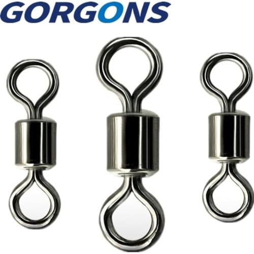 50Pcs Fishing Tackle Swivel Solid Connector Ball Bearing Snap Stainless Steel Fishing Swivels Rolling Fishing Hooks Accessories
