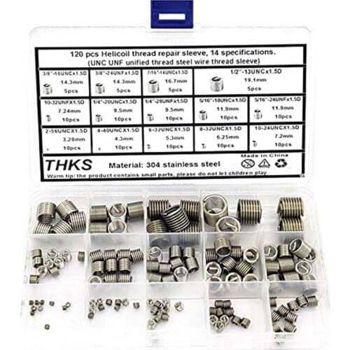 ABSF 120Pcs for (UNC UNF Unified Thread Steel Wire Thread Insert) Thread Sheath