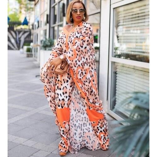 Two Piece African Costume African Classic Suit Dashiki New Fashion Chiffon Dress And Wide Leg Pants For Women Ethnic Loose