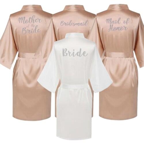 Satin Silk Robes Plus Size Wedding BathRobe Bride Bridesmaid Dress Gown Women Clothing Sleepwear Maid of Honor Rose Gold