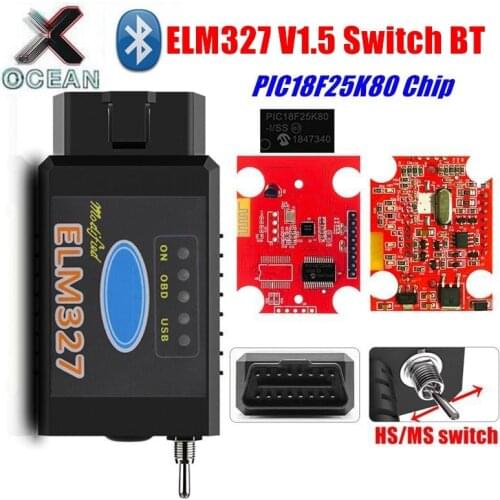 ELM327 V1.5 Switch Bluetooth/WIFI with PIC18F25K80 Chip HS-CAN/MS-CAN For Ford FORScan ELM 327 1.5 OBD2 Car Diagnostic Scanner