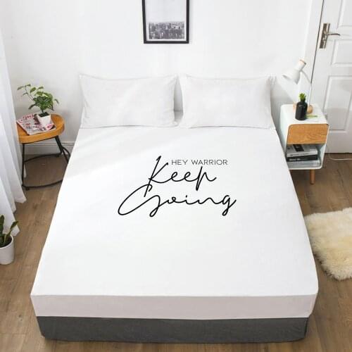 White Letter Fitted Sheets Mattress Cover With Elastic Band 3D Bed Sheet Linens 180x200 200x220 Bed Sheet Customize size/design