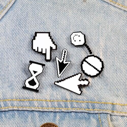 Computer Cursor Brooch Hourglass Arrow Mouse Window Icon Enamel Pins Denim Jackets Lapel Pin IT Worker Badge Programmer Jewelry