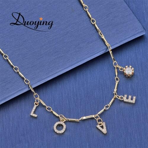 DUOYING Necklace Zircon Women Fashion Necklace Initial Letter Necklace Gold Mother Necklace Gift Personal NLK121