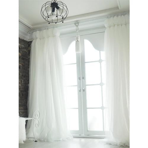 Princess Style Double Layer Curtains Elegant White Lace Tulles for Girls Room Window Door Sheet Screen INS Style Girl Curtain