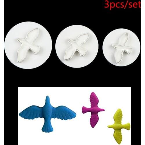 3pcs /set Dove Shape Cake Decorating Fondant Lacing Plunger Cutters Tools Mold Flowers Mold Kitchen Accessories
