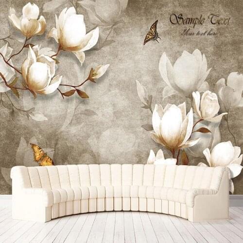 Custom Photo Wallpaper 3D Vintage Oil Painting Magnolia Flowers Murals Living Room Bedroom Home Decor Papel De Parede Wall Paper