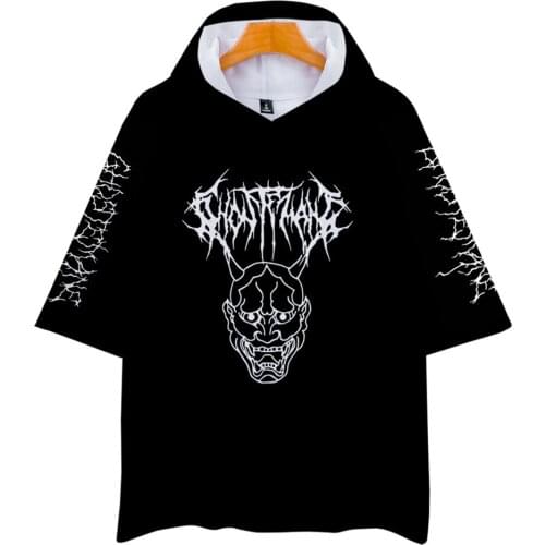 Cool Hip Hop Novelty Ghostemane Hooded T Shirt 3D Printed Adult Children Hooded T-shirt Boys/Girls Casual Short Sleeve Tees Tops