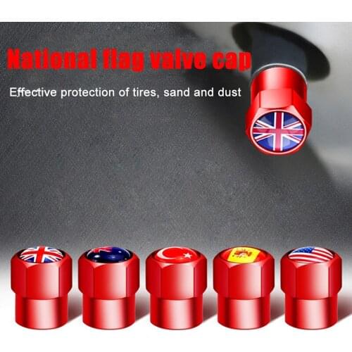 4Pcs/Set Car Wheel Tire Valve Caps Stem Cover Auto Styling National Flags for VW Suzuki BMW Audi FIAT Mazda Toyota