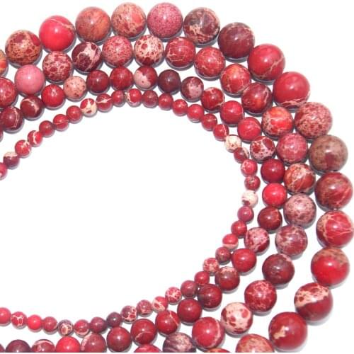 Natural Stone Red Sea Sediment Turquoises Imperial Jaspers Round Beads For Jewelry Making DIY Bracelet Necklace 4 6 8 10 MM