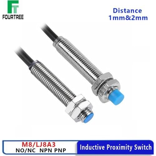 M8 Proximity Switch Metal Inductive Approach Sensor Detect Distance 1mm 2mm PNP/NPN NO NC DC 6-36V AC 90-250V LJ8A3