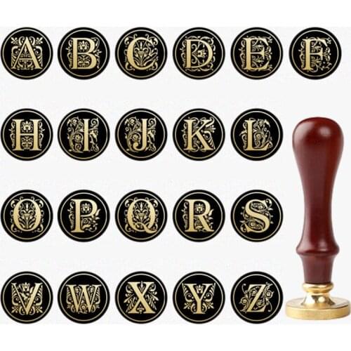 Wax Seal Stamps Metal Head Curlicue 26 European Letter Seal Head with Crown DIY Stamp Envelope Wedding Decoration Craft Supplies