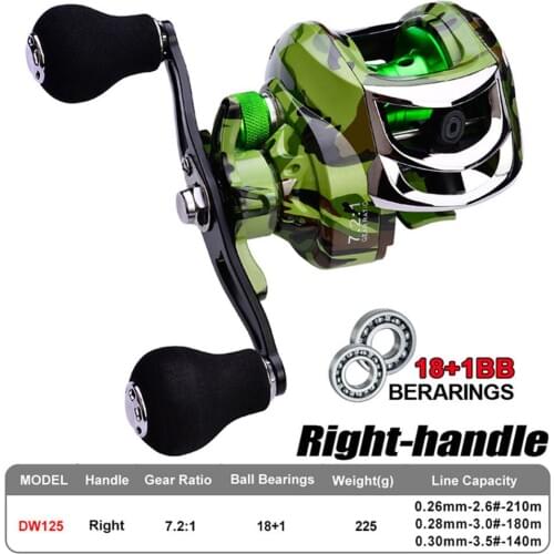 Metal Fishing Reel 18+1 BB Right Left Hand Gear Ratio: 7.2: 1 Water Drop Wheel Stainless Steel Single Bearing