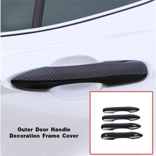 Pcmos 2020 4Pcs ABS Carbon Fiber Car Side Door Handle Cover Trim for TOYOTA CAMRY 2018 Exterior Door Handles Stickers New