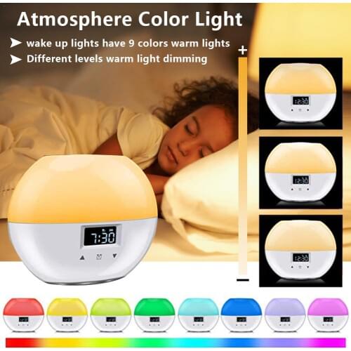 Upgrade Smart Wake Up Light Sunrise Alarm Clock with 9 Colors for Kids Sunrise Simulation Sleeping Mode Night Light for Bedrooms