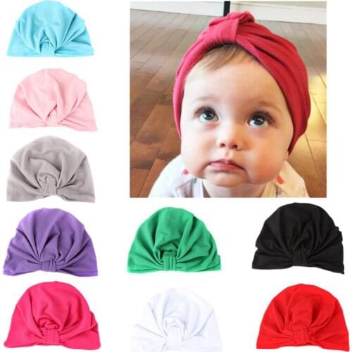 HOT Fashion Bohemia Style Baby Hats Solid Knitted Cotton Beanie Caps for Girls Boys Newborn Toddler Children New Spring Autumn