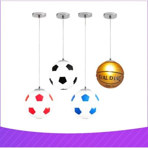 Modern Glass Ball Pendant Light Colorful LED Hanging Lamp for Kids Bedroom Sport Style Chandelier With E27 Bulb lighting fixture