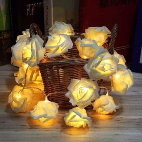 3M Rose Flower LED String Lights Artificial Flower Lights Christmas Holiday Lights For Valentines Day Wedding Birthday Decor