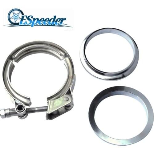SPEEDWOW Universal 2.5 Inch V Band Clamp Flange Kit Exhaust Flange Stainless Steel V-Band Clamp For Exhaust Turbo Pipe Car Part