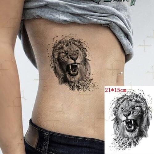 Waterproof Temporary Tattoo Sticker Lion Tiger Totem Flash Tattos Butterfly Dagger Rose Body Art Arm Fake Tatoo Women Men