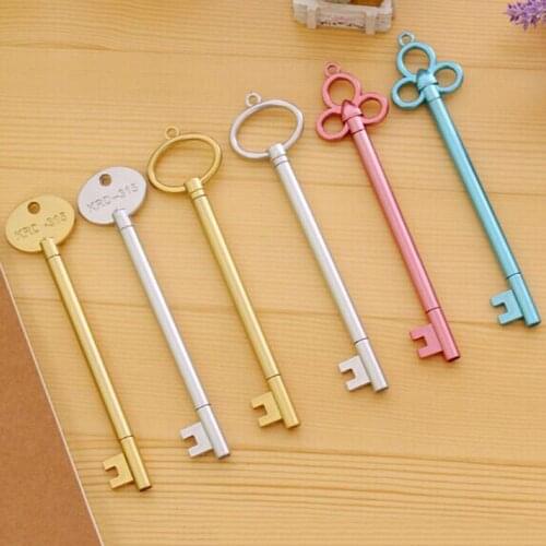 0.5mm Creative Golden Key Gel Ink Pen Students Stationery Supplies Lovely Style Pen Office School Gift for kid