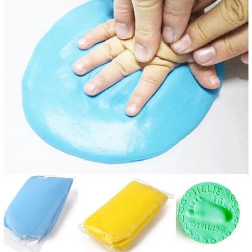 1pc baby footprint Clay Imprint Kit Casting Baby Hand Print Air Drying Soft Parent-child Hand Ink Pad Fingerprint Memory 30g