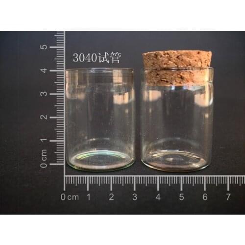 10pcs 15ml 30x40mm Small Clear Glass Tube Bottle Vial Pendant With Cork and Hook For Wedding Holiday Decoration Christmas Gifts