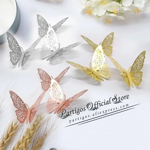 12pcs/set Hollow 3D Butterfly Wall Sticker for Wedding Decoration living room window Home Decor Gold silver Butterflies stickers