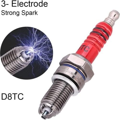 2 Pcs 3-Electrode Spark Plug D8TC for 125Cc 150Cc 200Cc 250Cc Motorcycle Scooter ATV Quads