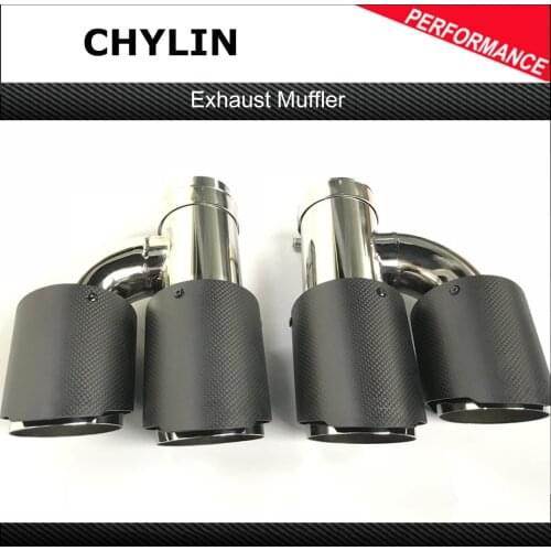2 PCS Car exhaust pipe H Model Carbon Exhausts Dual End Tip For BENZ For AUDI Exhaust Dual Muffler Pipes Tail Tips