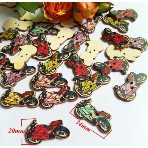 40Pcs/pack Wooden Buttons Sewing motorcycle Buttons Scrapbook 2 Holes Mixed Wood Decorative Buttons 34x20mm Button