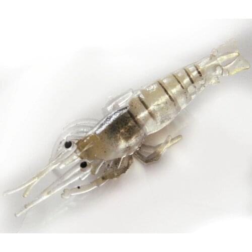 50PCS Fishing Soft prawn Lure Shrimp Fake Bait Hook worm Silicone 4cm Free shipping