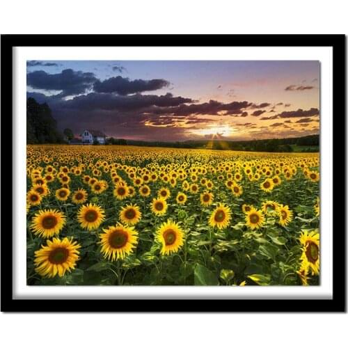 5D DIY Diamond Embroidery Scenery Full Square Diamond Painting Cross Stitch Rhinestone Decoration Sunflower