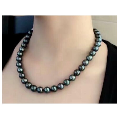 9-10mm natural tahitian black pearl necklace