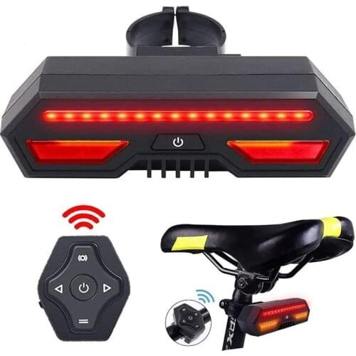 Wireless Remote Control Turn Signals Bike Taillight USB Charging Rear Light for Bicycle Bright Safety Warning Tail Lantern