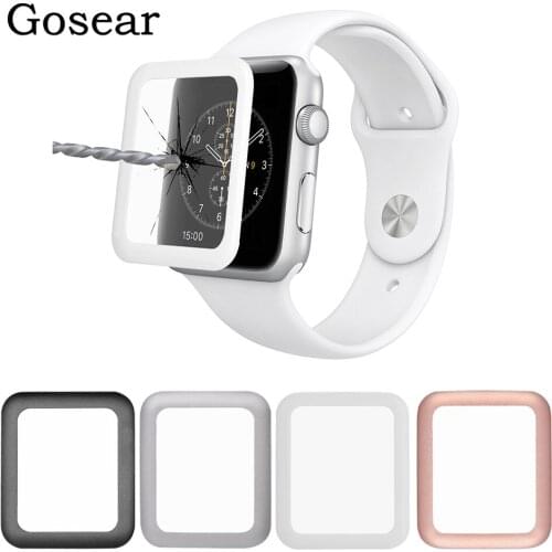 Gosear Aluminum Magnesium Bumper Case &Tempered Glass Screen Protector Film for Apple Watch Series 1 2 3 iWatch i Wach 38mm 42mm