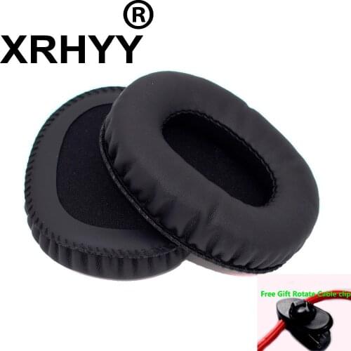XRHYY Black Replacement Ear Pads Earpud Cushions Cover For Marshall Monitor Over-Ear Stereo Headphones + Free Rotate Cable Clip