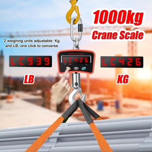 Mini LCD Digital 1000kg Crane Scale Portable Industrial Electronic Heavy Duty Weight Hook-Hanging Scale