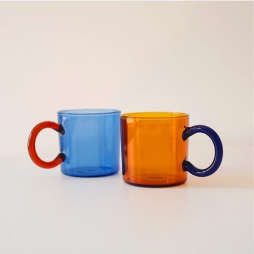 Color ins glass coffee cup high temperature resistant glass with online celebrity Japanese mugs creative juice cups