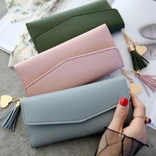 Long Wallet Women Purses Tassel Fashion Coin Purse Card Holder Wallets Female Clutch Money Bag PU Leather Wallet